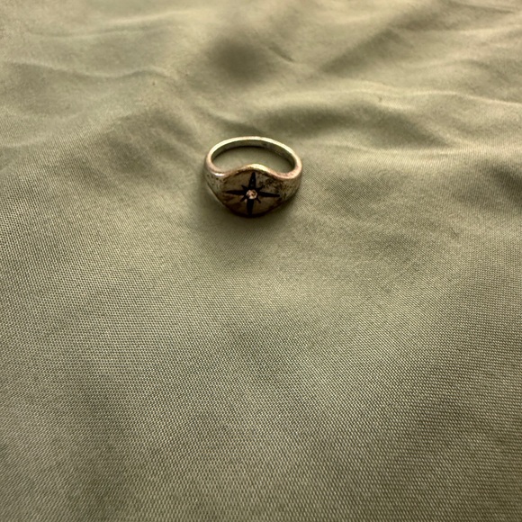 Rustic Silver Compass Ring - Picture 2 of 2